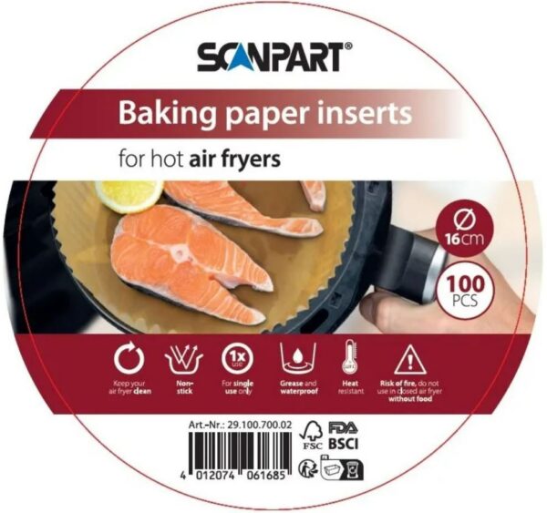Kodumasinad | Küpsetuspaberid kuumaõhufritüürile 16cm, 100 tk Scanpart 2910070002 | Tehnomaan