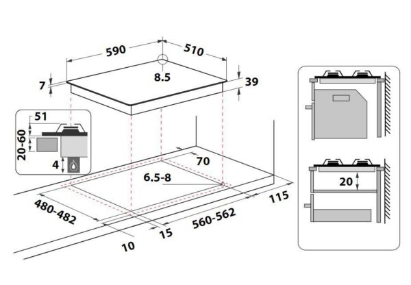 Kodumasinad | Gaasiplaat Whirpool Kitchen Only AKWL628IXL | Tehnomaan