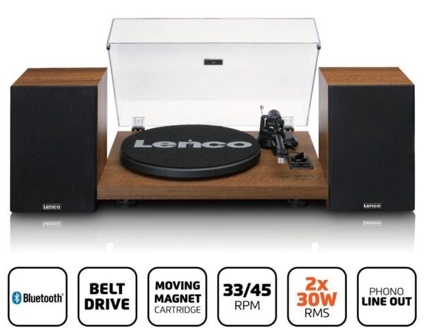 Kodumasinad | Vinüülplaadimängija väliste kõlarite ja BT ühendusega Lenco LS480WD, puit | Tehnomaan