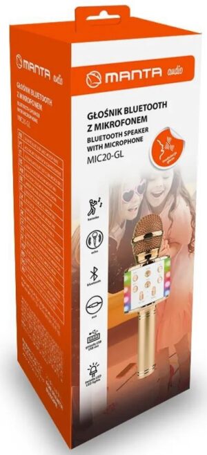 Kodumasinad | Karaokemikrofon kõlariga Manta MIC20GL, kuldne | Tehnomaan