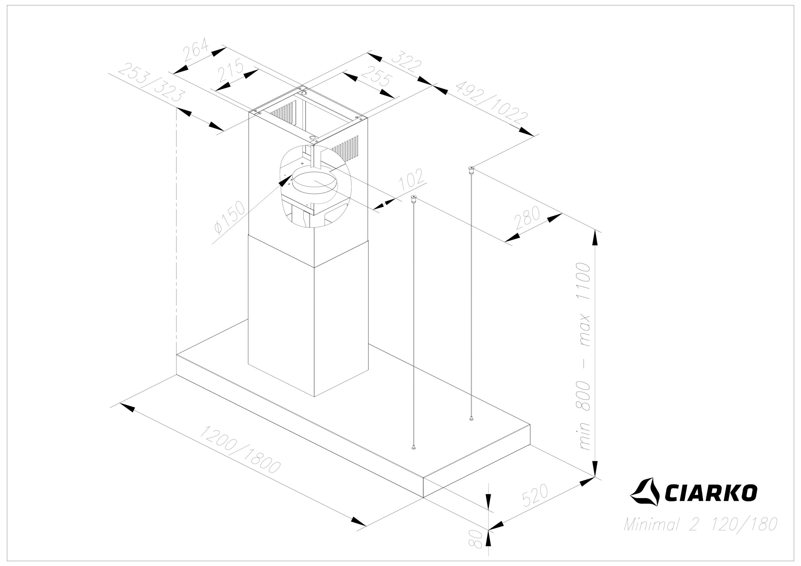 Kodumasinad | Õhupuhastaja Ciarko Design Minimal 2 180 cm | Tehnomaan