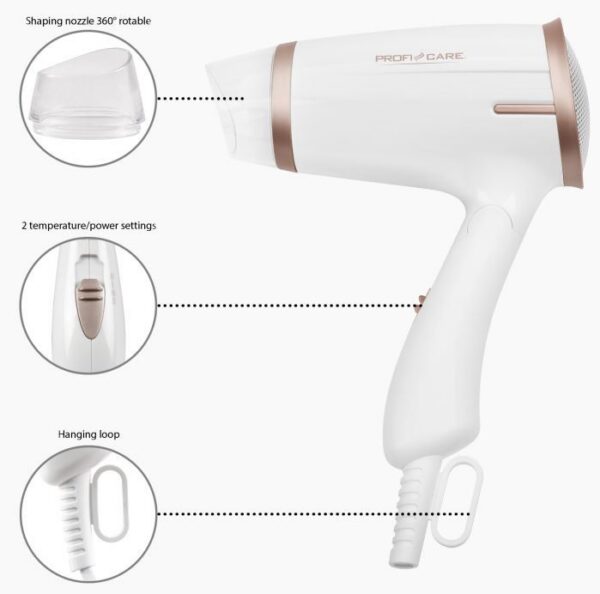 Kodumasinad | Föön ProfiCare PCHT3009W, valge-šampanja | Tehnomaan