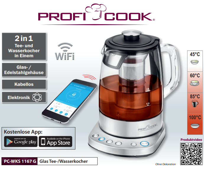 Kodumasinad | Wi-Fi veekeetja ProfiCook PCWKS1167G | Tehnomaan