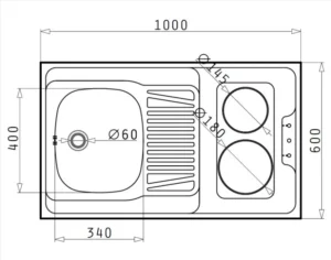 Miniköök külmiku, valamu ja 2 malmplaadiga - Image 3