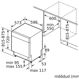 Tööpinna alla paigaldatav nõudepesumasin Bosch SMU6ECS12E - Image 7